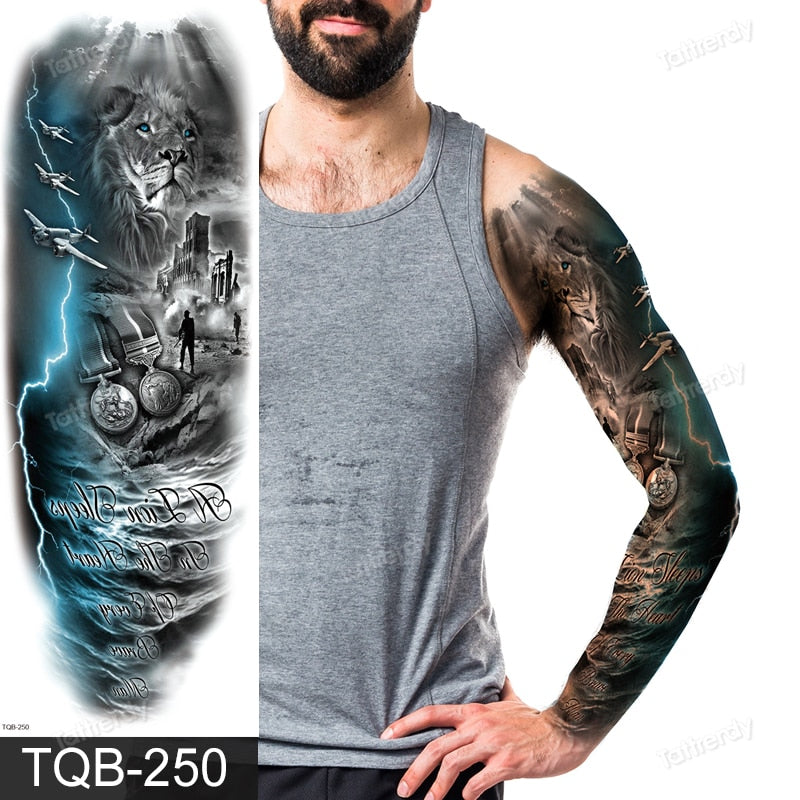 Amazon.com : Aresvns Semi Permanent Sleeve Tattoo for Men and women,  Realistic Temporary Tattoos Full Arm Waterproof & Long-Lasting 2-3 Weeks  Christmas Gift Blue : Beauty & Personal Care